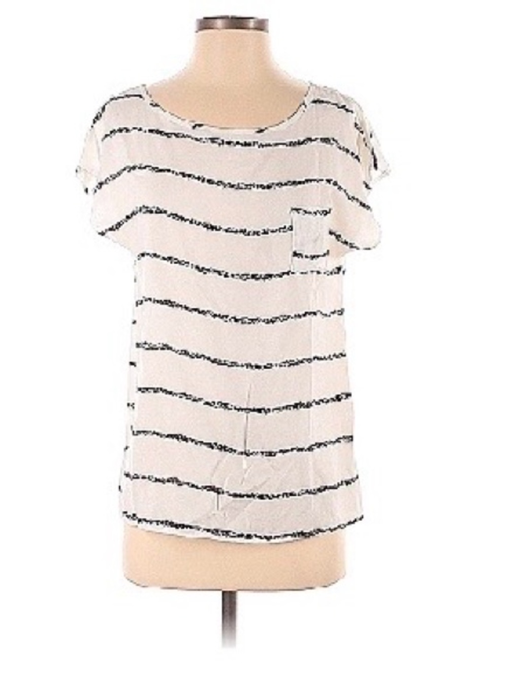 Final Touch Navy and White Striped Tee Size S
